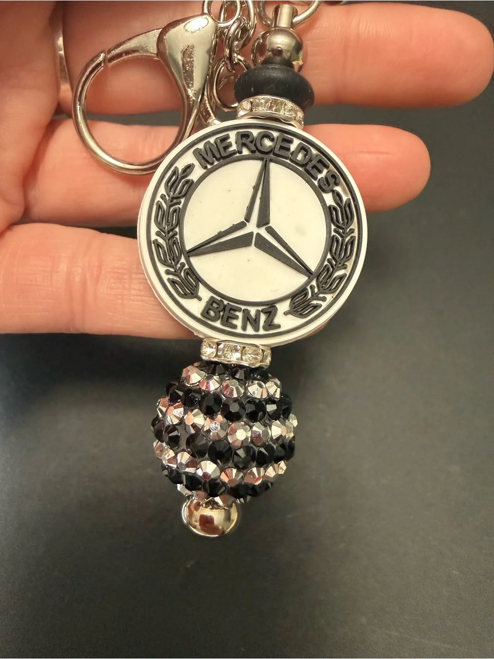 New Black & Silver Crystal Keychain